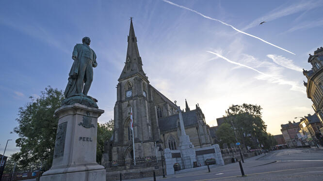 Peel monument and Parish Church